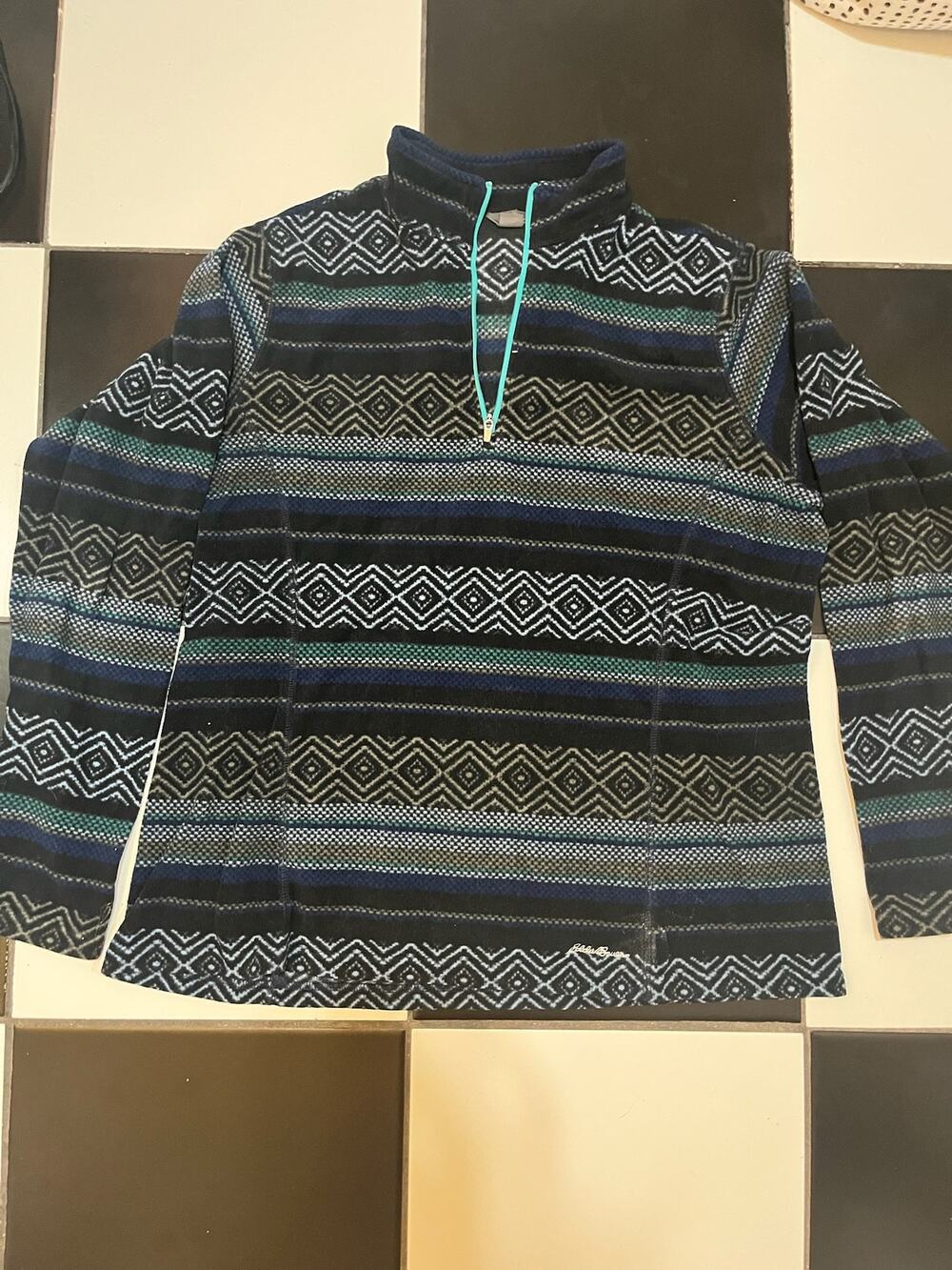 Blue Eddie Bauer women's quarter-zip fleece, size L